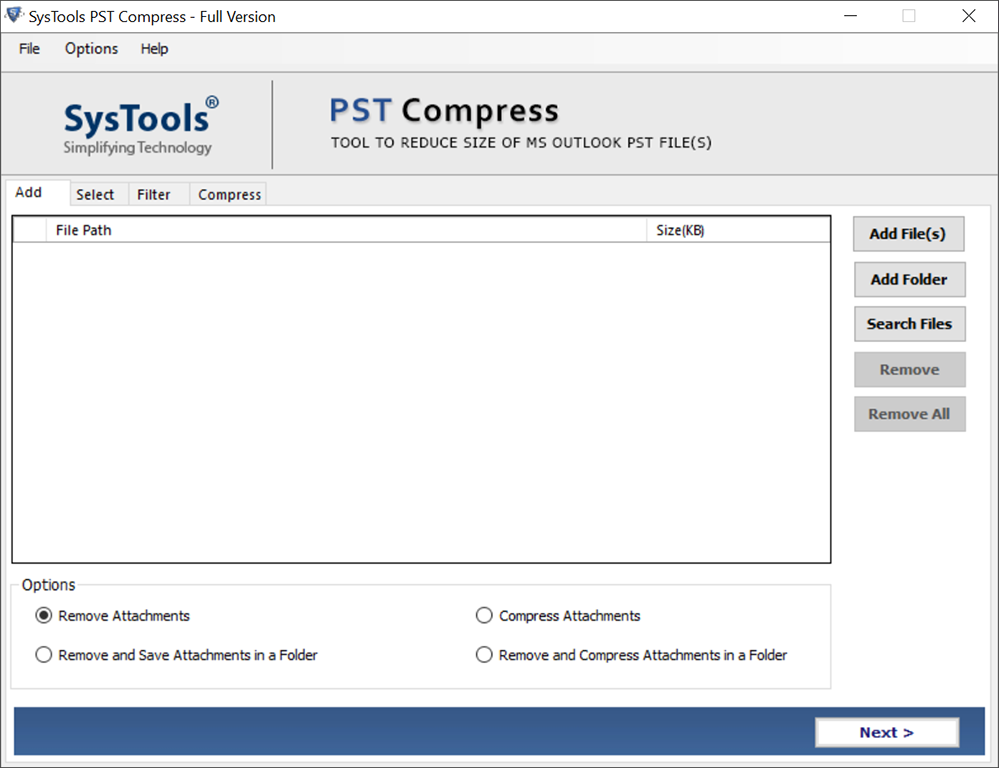 Compress PST Tool
