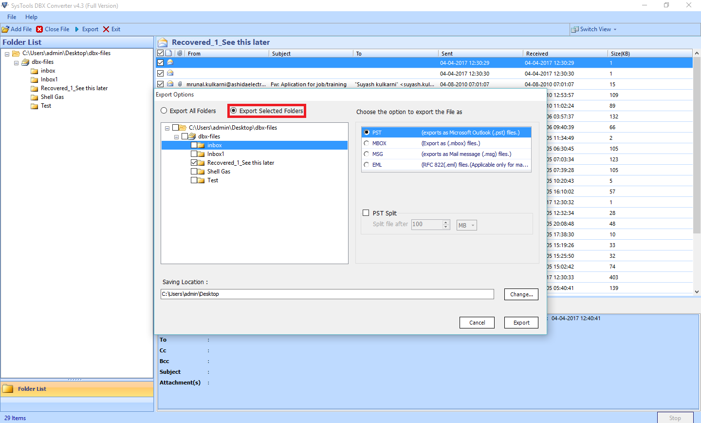 Convertidor de archivos DBX