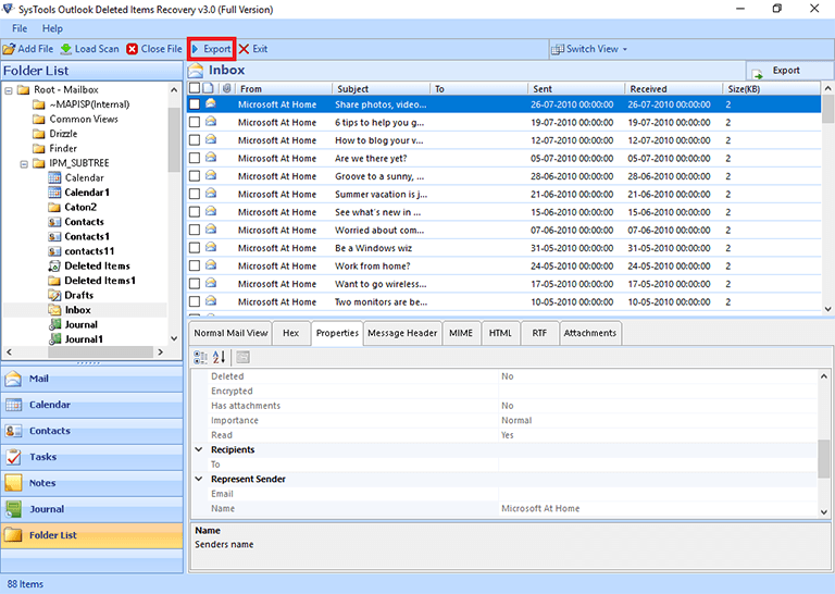 click on export