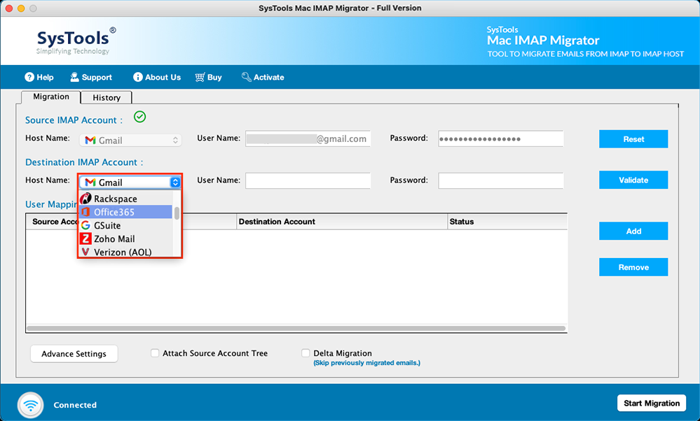 selection of gmail
