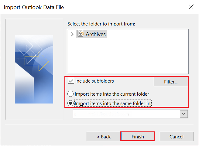 import ost to outlook completed
