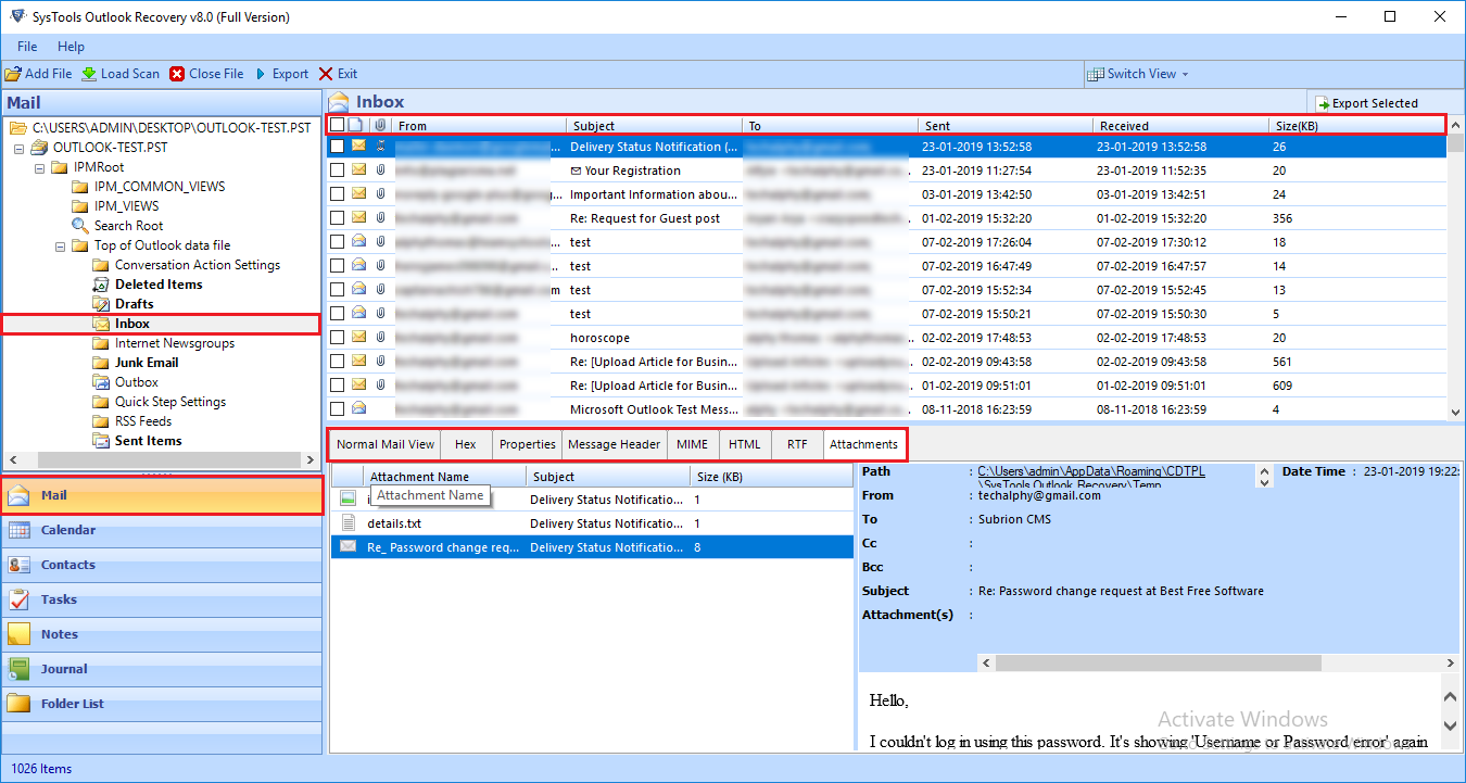 восстановление удаленных файлов outlook