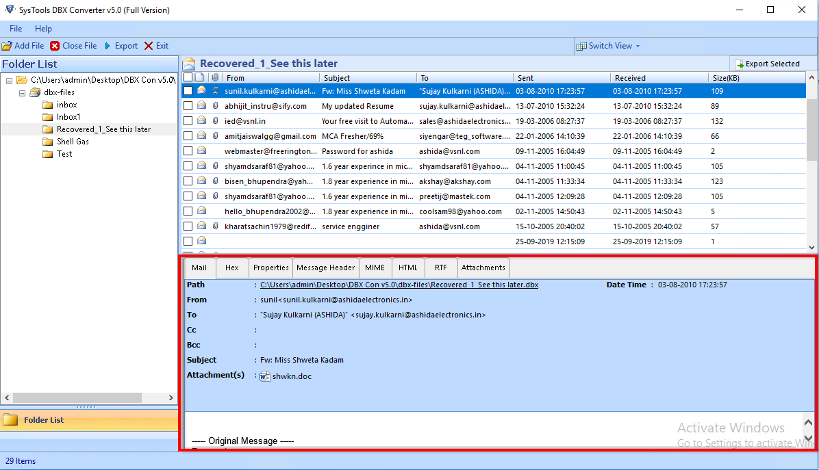 Convertidor de archivos DBX a PST