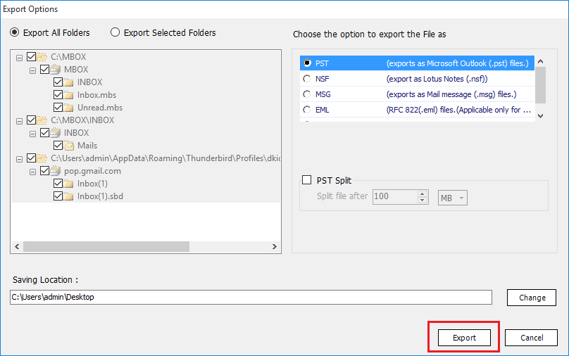 export eudora files
