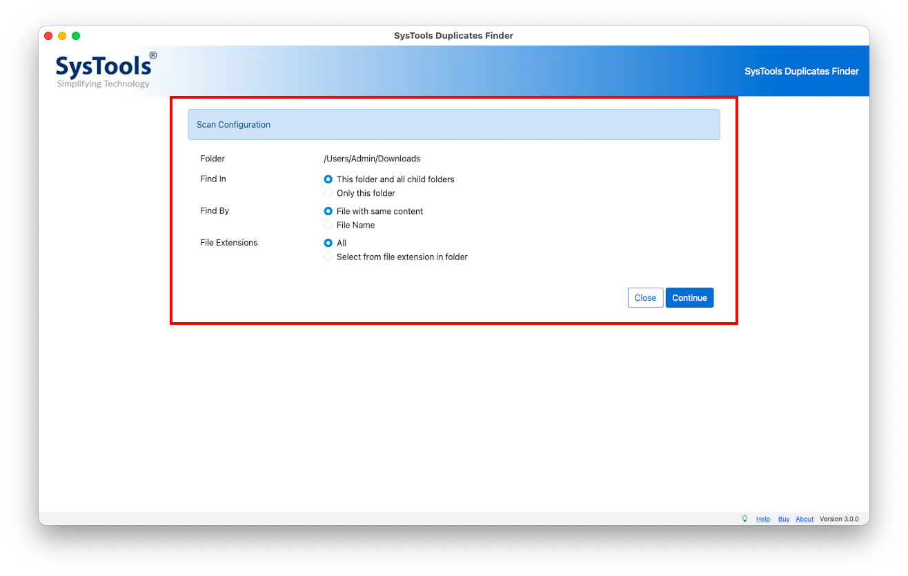 select the scanning parameters