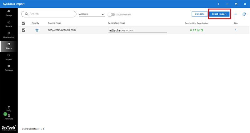 start Import