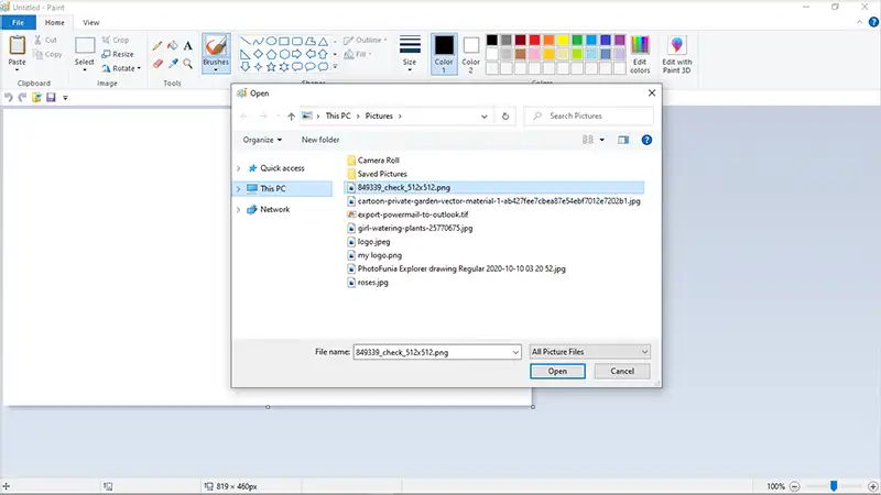 Open Microsoft Paint and add your GIF files.