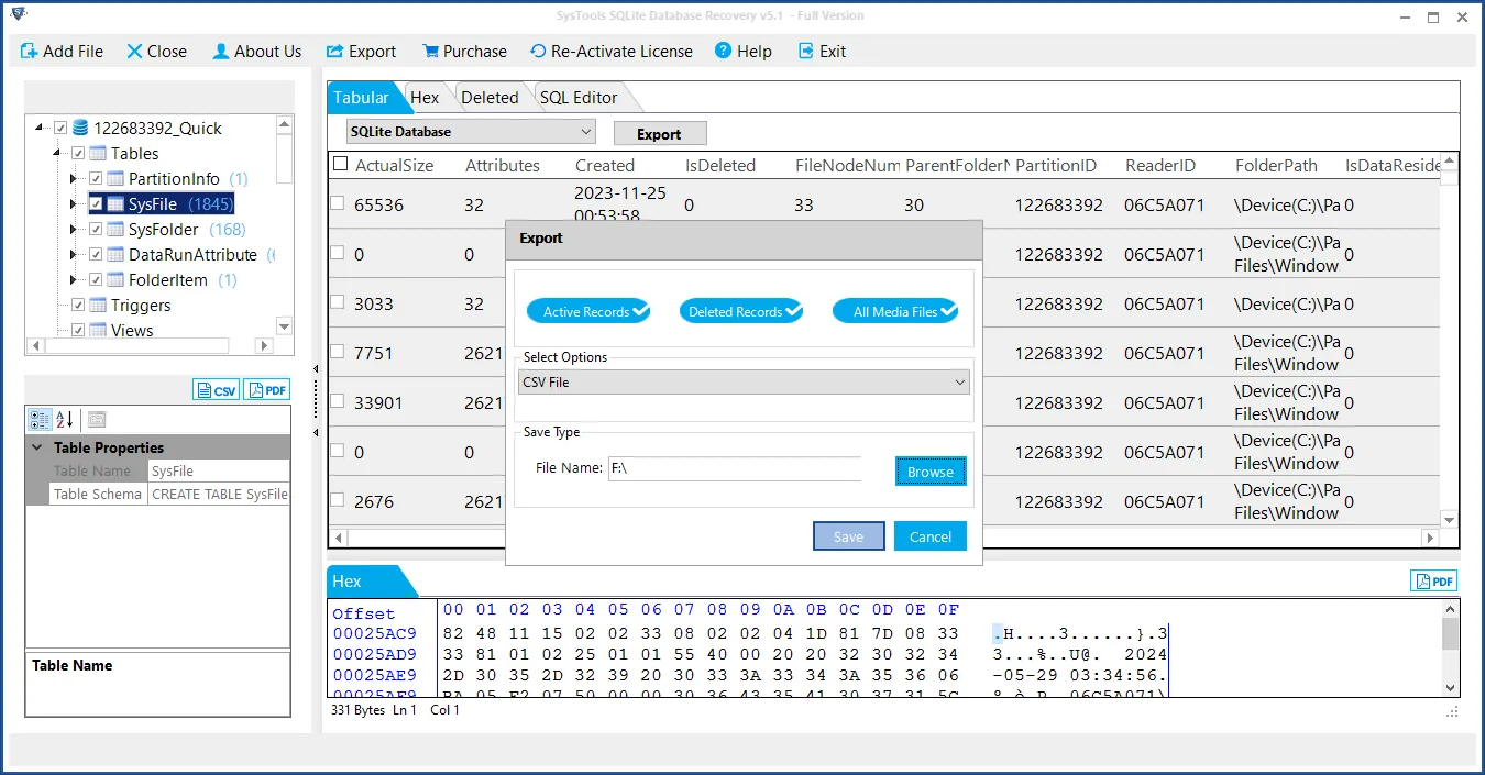 export sqlite to csv