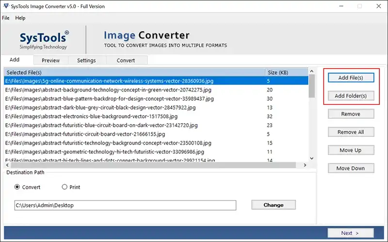 Add JPG files to JPG to TXT converter software
