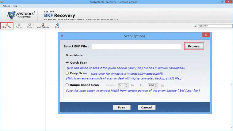 Select BKF File