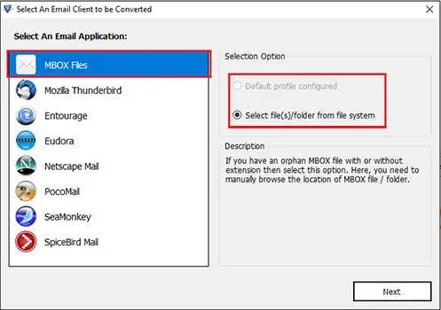 select email application