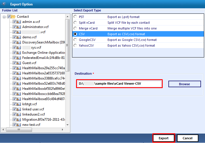 click export