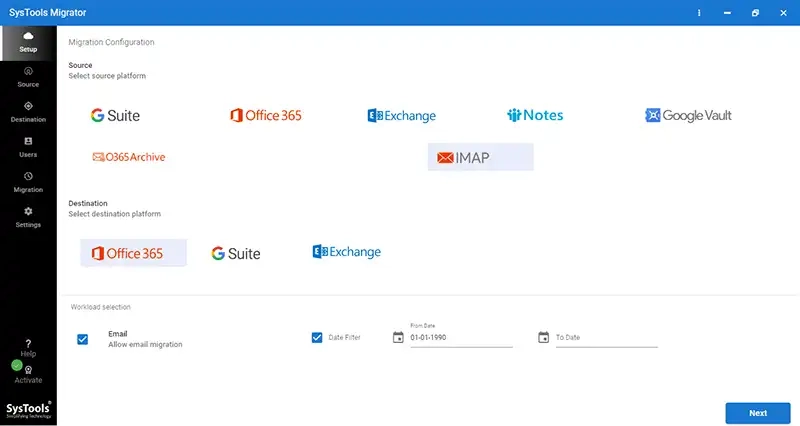 date filter for selective migration