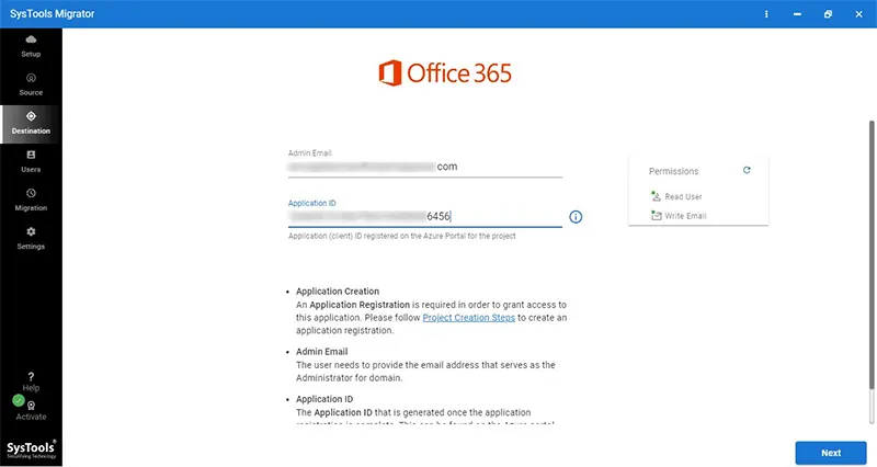 Destination Office 365 Details