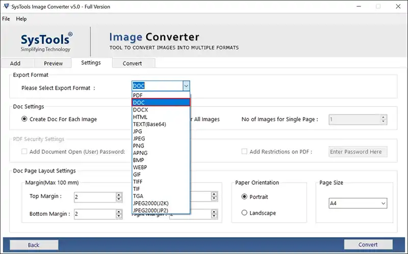 select doc format
