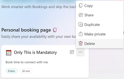  'Delete' option in the menu.