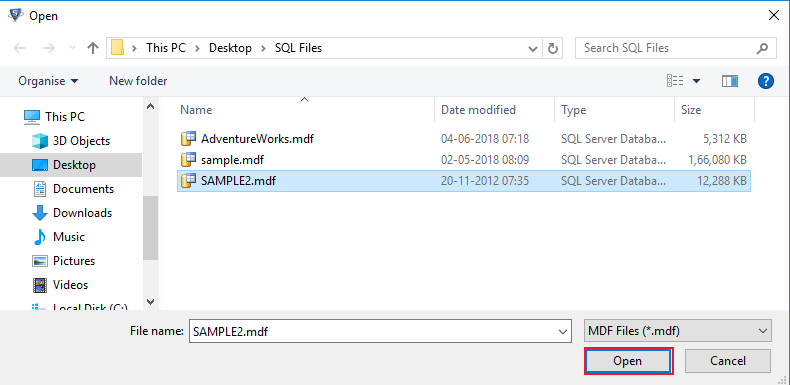 open mdf file