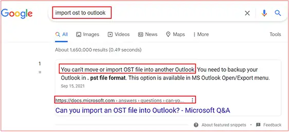 import OST in Outlook 