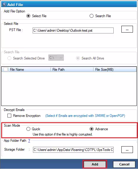 use advance scan mode