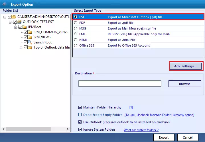 choose pst option