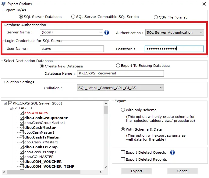 sql server authentication