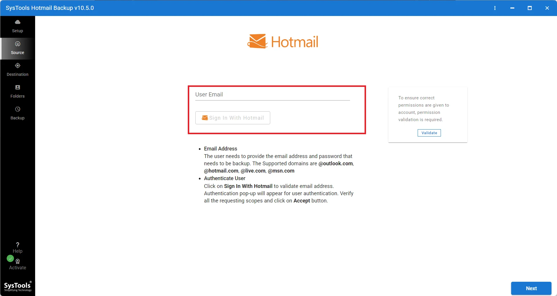 Sign in with  Hotmail
