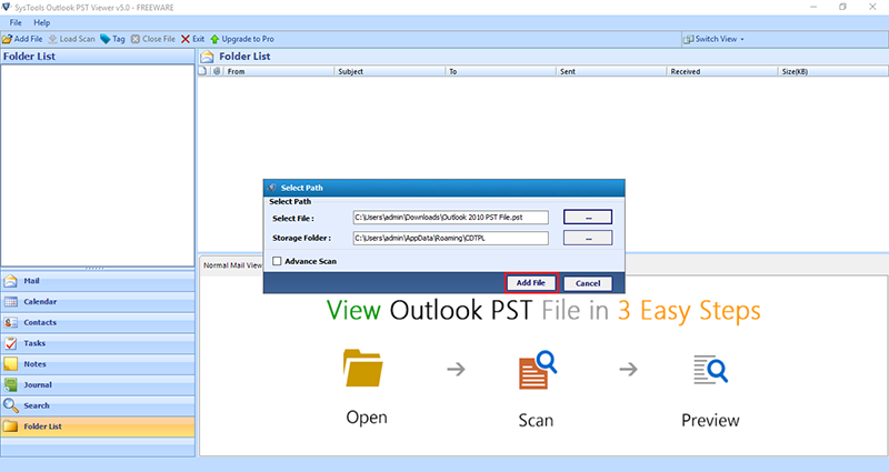 Browse PST File