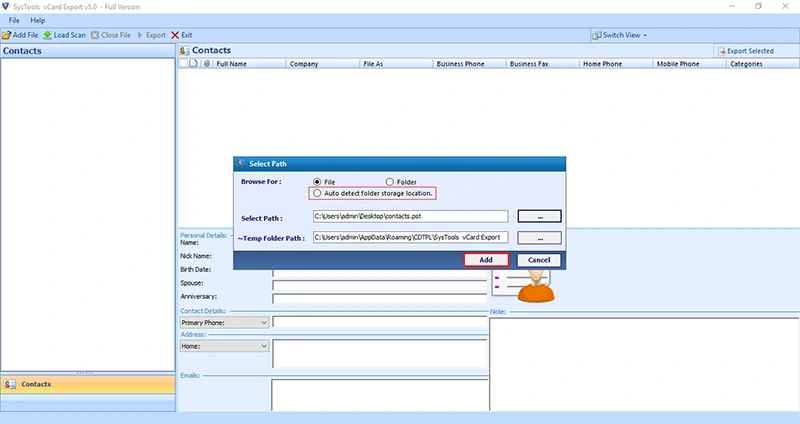add Outlook data file